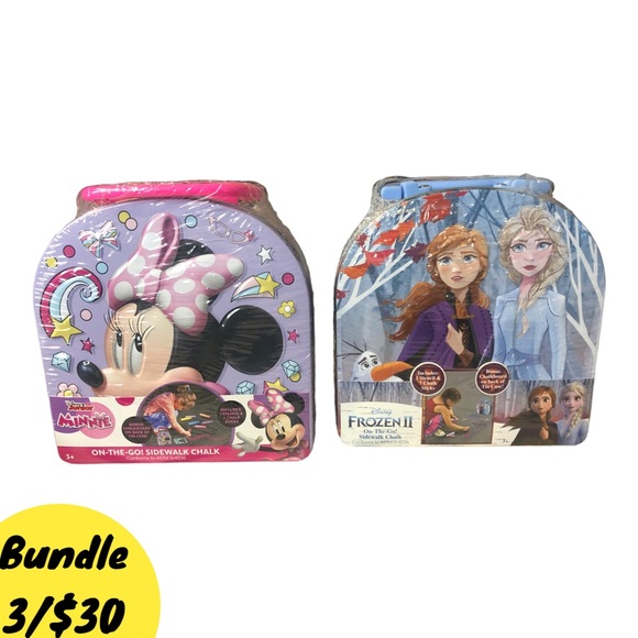 Disney Minnie Mouse Frozen Chalk Stencil Activity Pack Medal Tin Pencil Box NWT - Picture 1 of 5